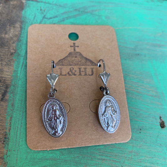 Miraculous Medal Stainless Steel Earrings