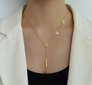 Gold Stainless Steel Love Drop Chain