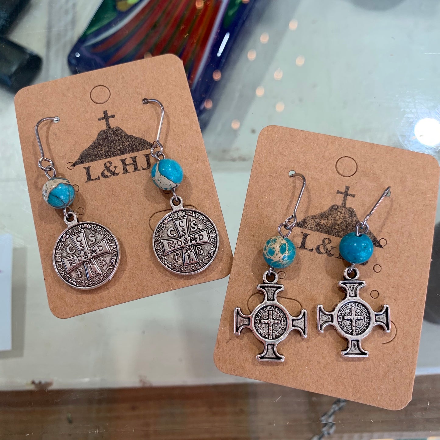 Aqua and Silver Earrings