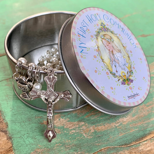Holy Communion Rosary and Tin