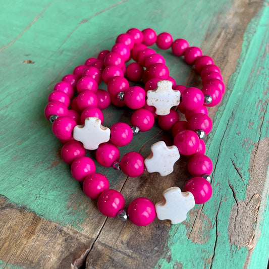 Hot Pink Faith Bracelet and Earrings Set