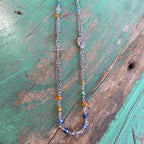 Sterling Silver Multi Color Rosary Inspired Necklace