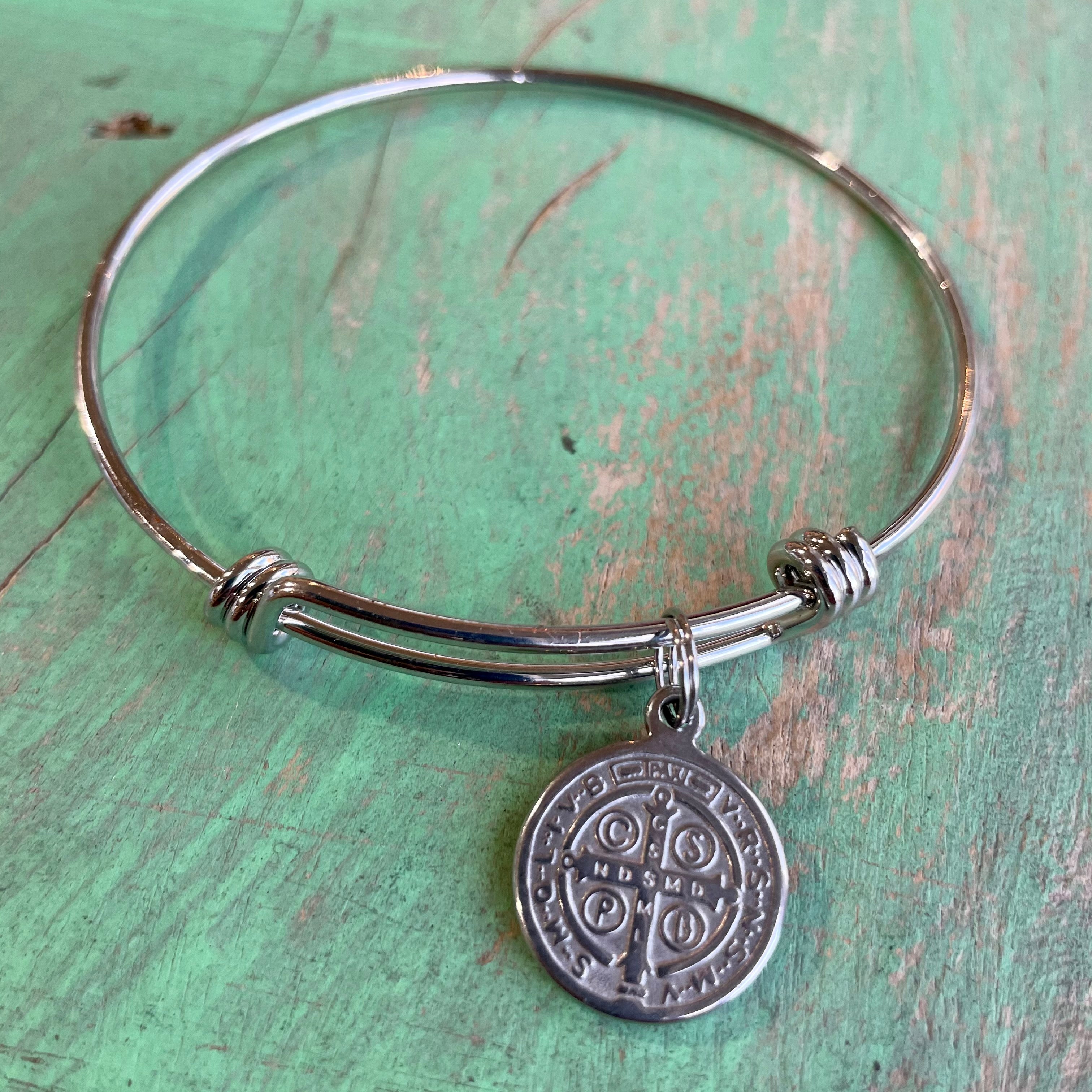 Silver St Benedict Long Necklace and Bangle