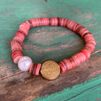 Heishi Shell and Pearl St Benedict Bracelet