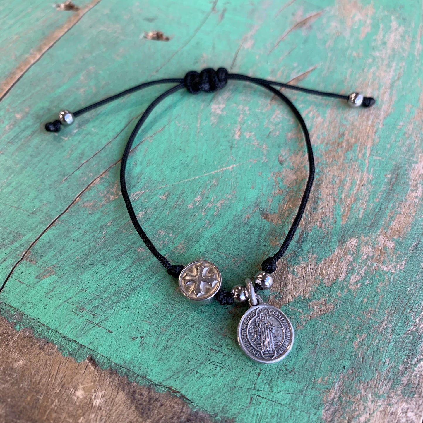 His and Hers Sterling Silver St Benedict Bracelets