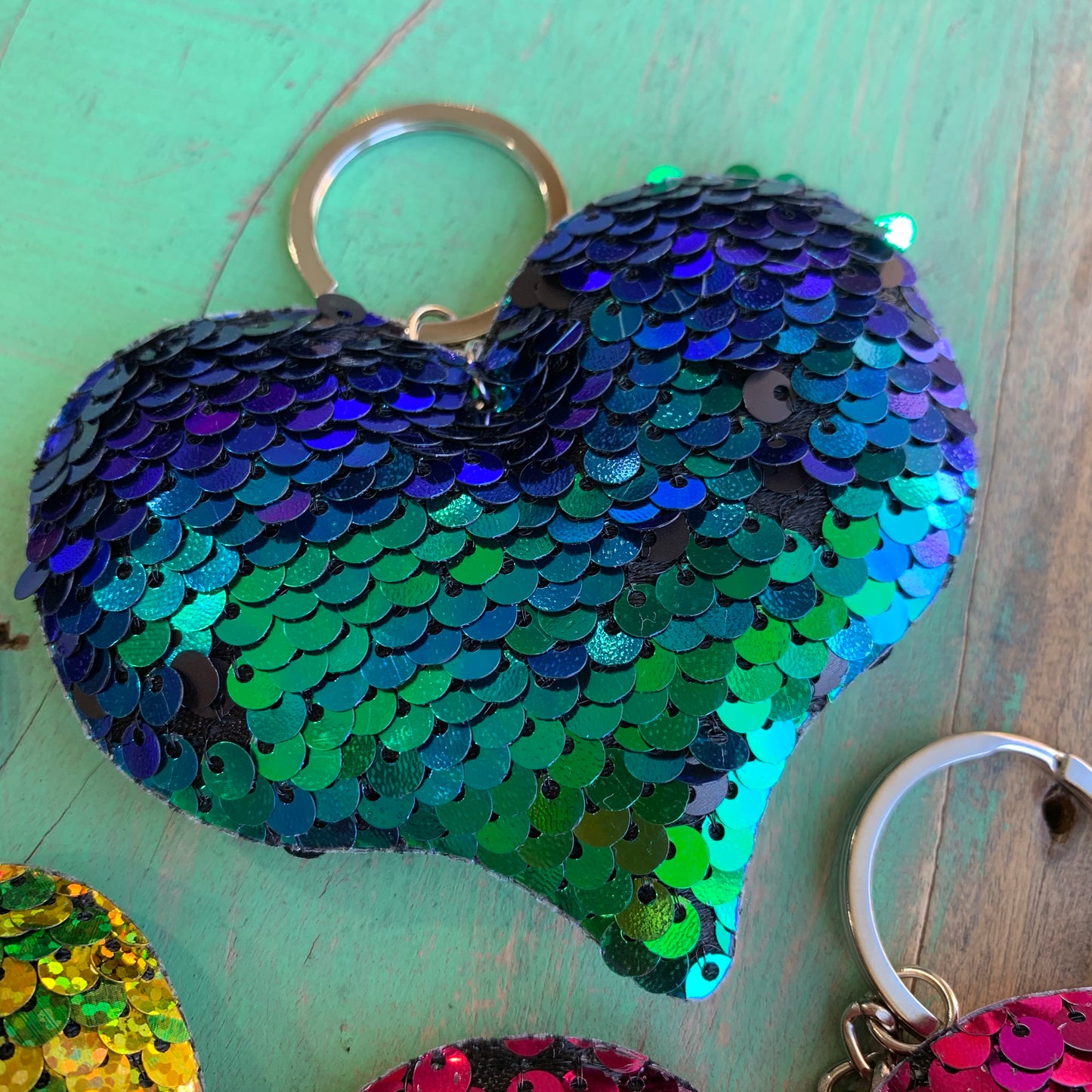 Sequins Heart Key Chain