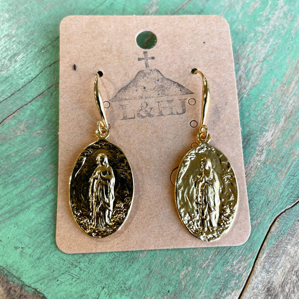 Gold Plated Religious Earrings