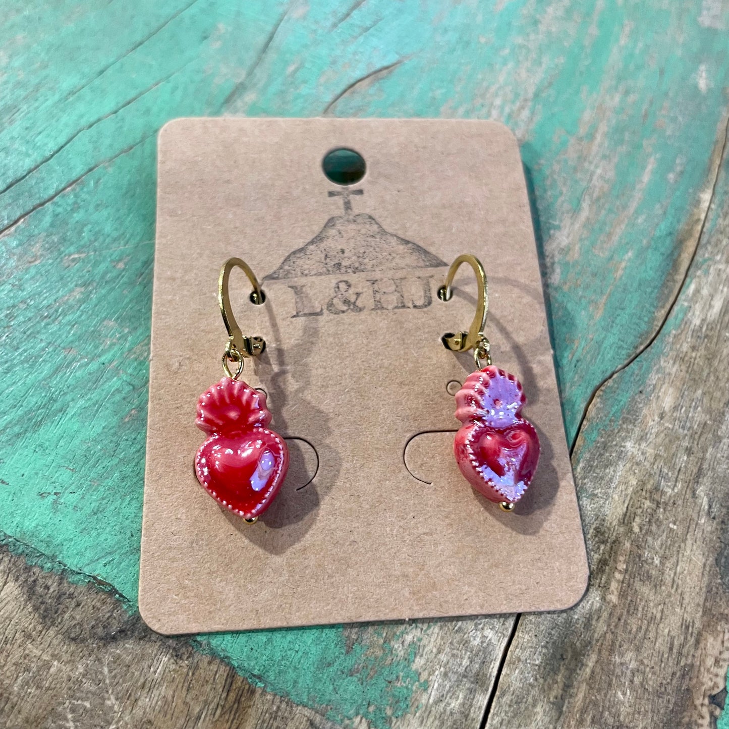 Ceramic Sacred Heart Earrings