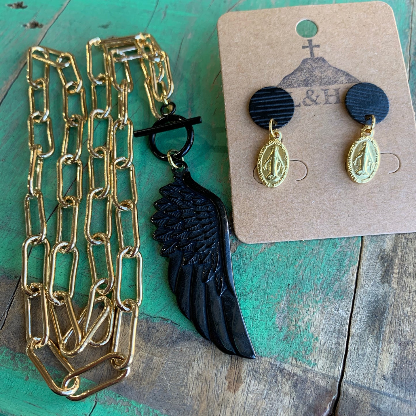 Angel Wing Necklace and Earrings