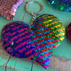 Sequins Heart Key Chain