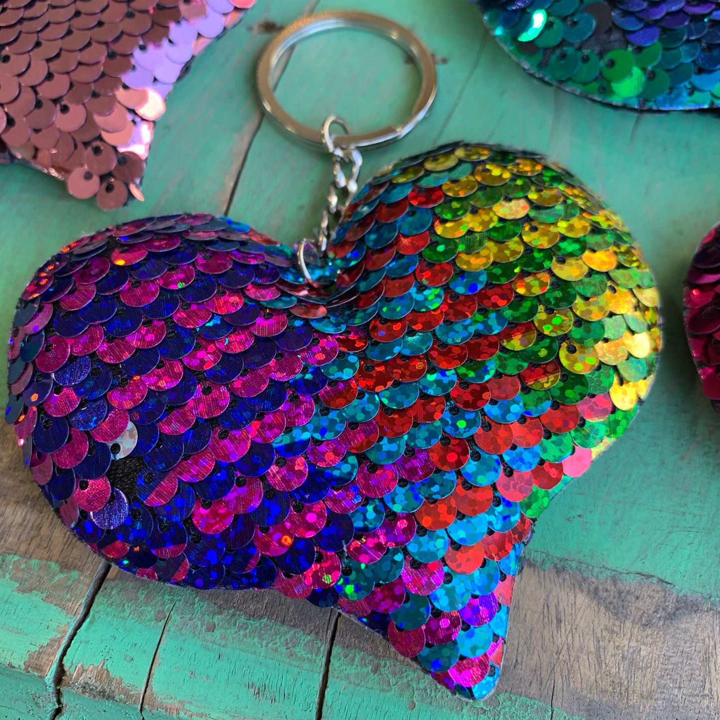 Sequins Heart Key Chain