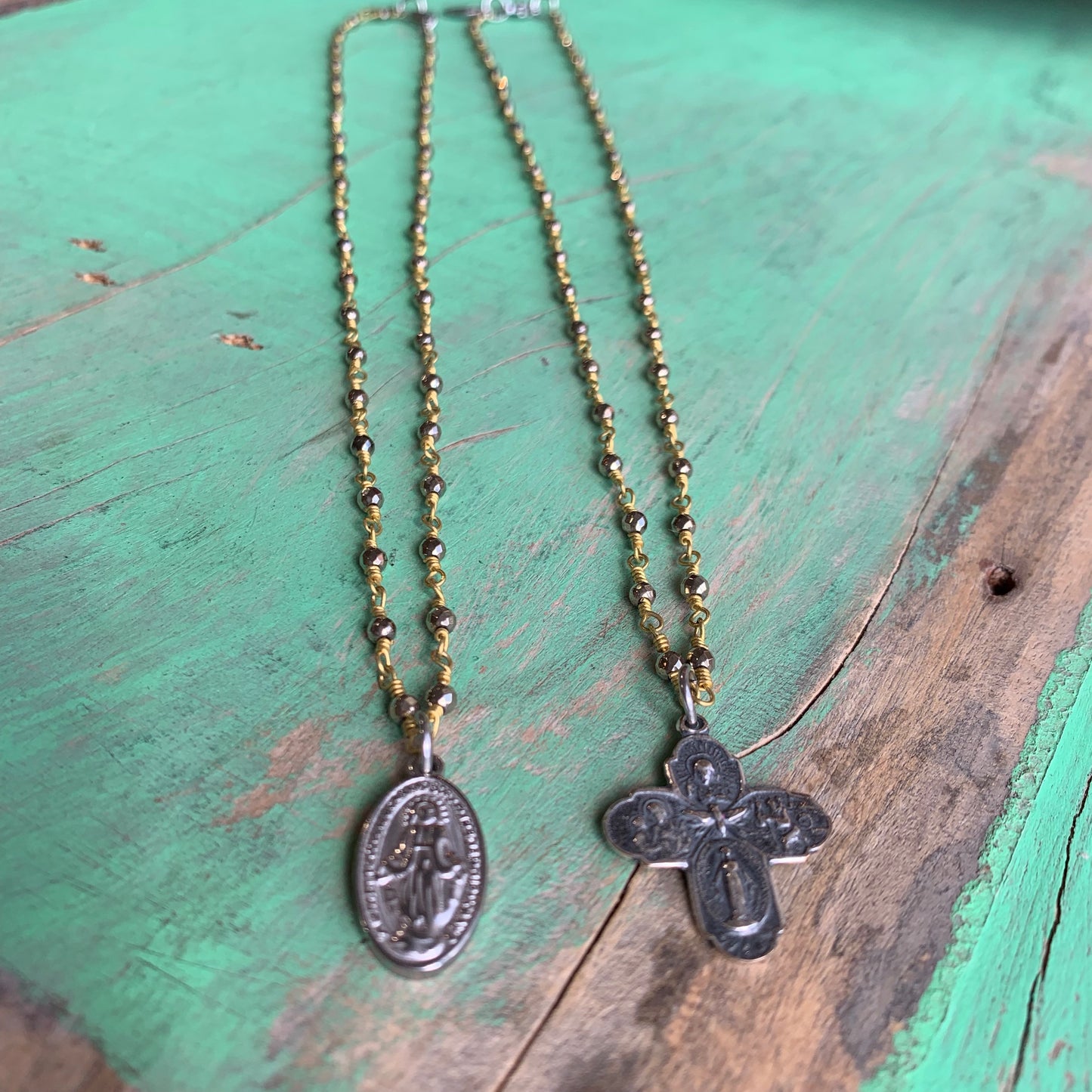 Two Toned Hematite Adjustable Faith Necklaces