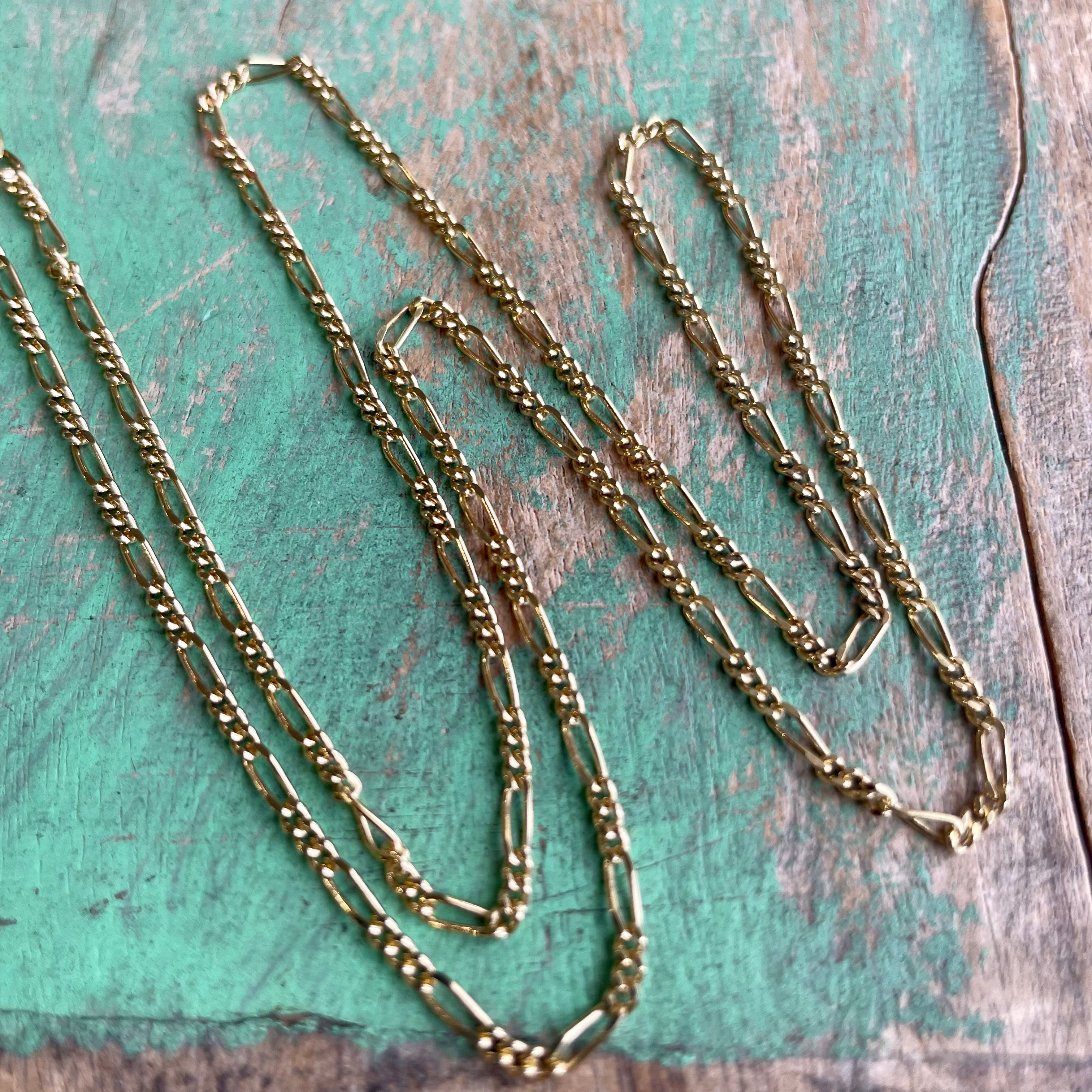 Gold Plated over Sterling Silver Figaro Chain