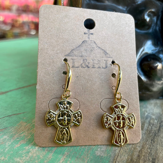 Gold Plated Religious Earrings