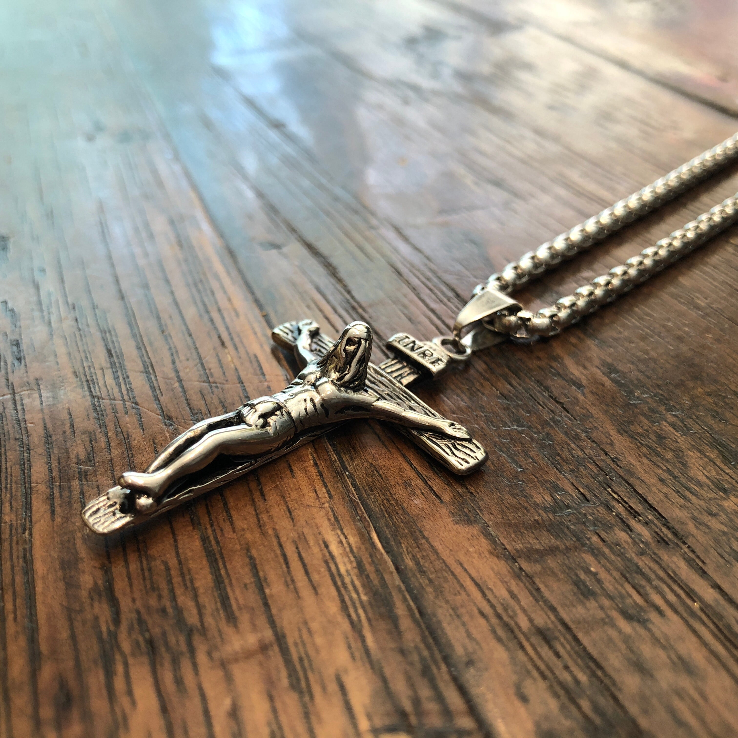 Gold or Silver Stainless Steel Crucifix Necklace