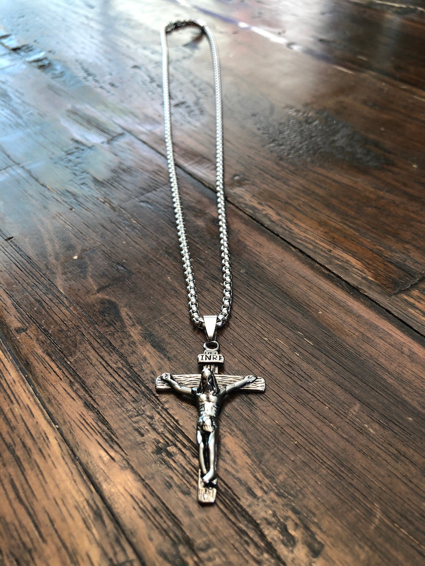 Gold Stainless Steel Crucifix Necklace