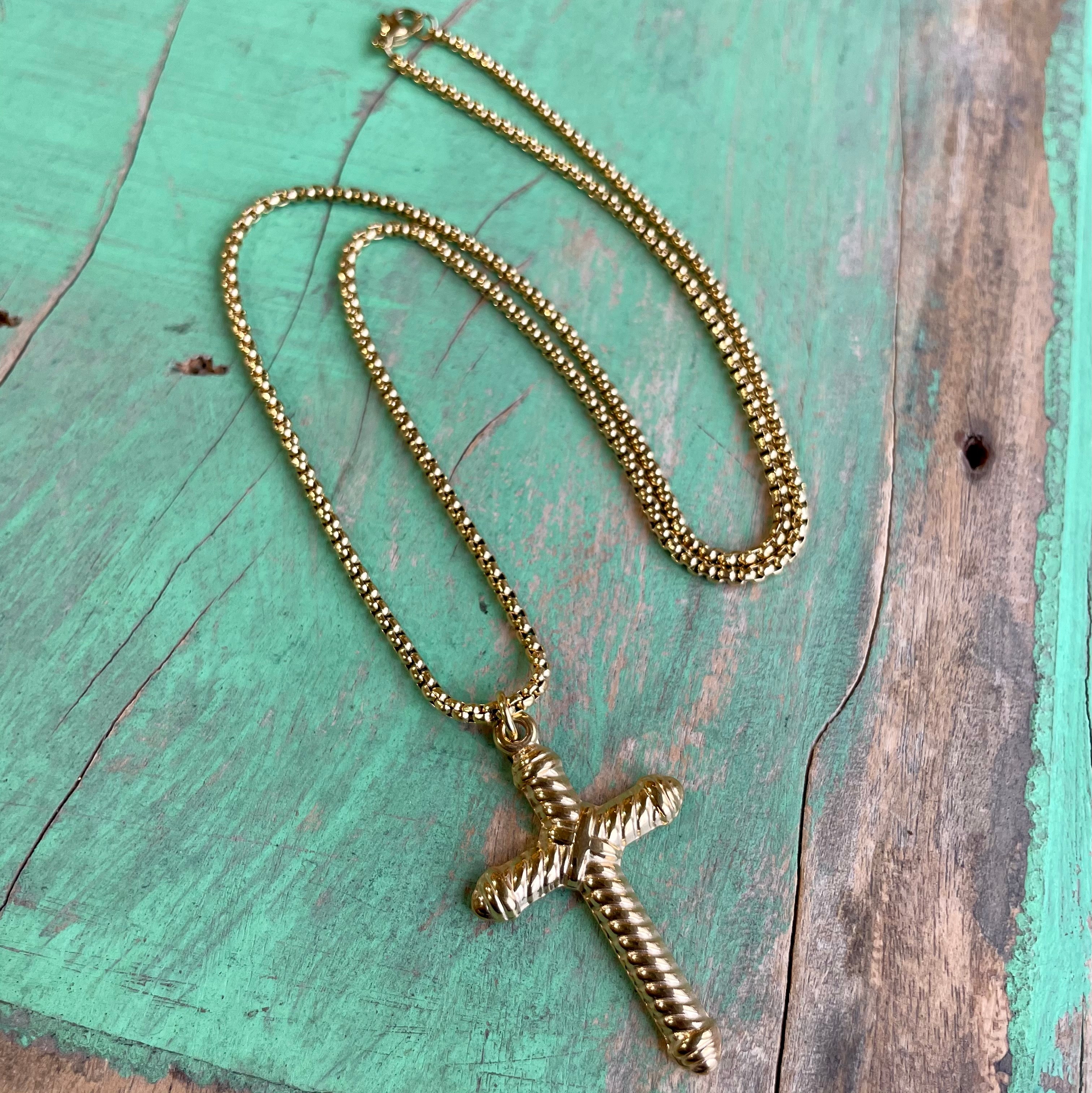 Gold Stainless Steel Cross Chain