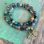 Rosary Wrap Bracelet with Gold Accents