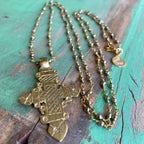 Linked Hematite Ethiopian Cross Necklace