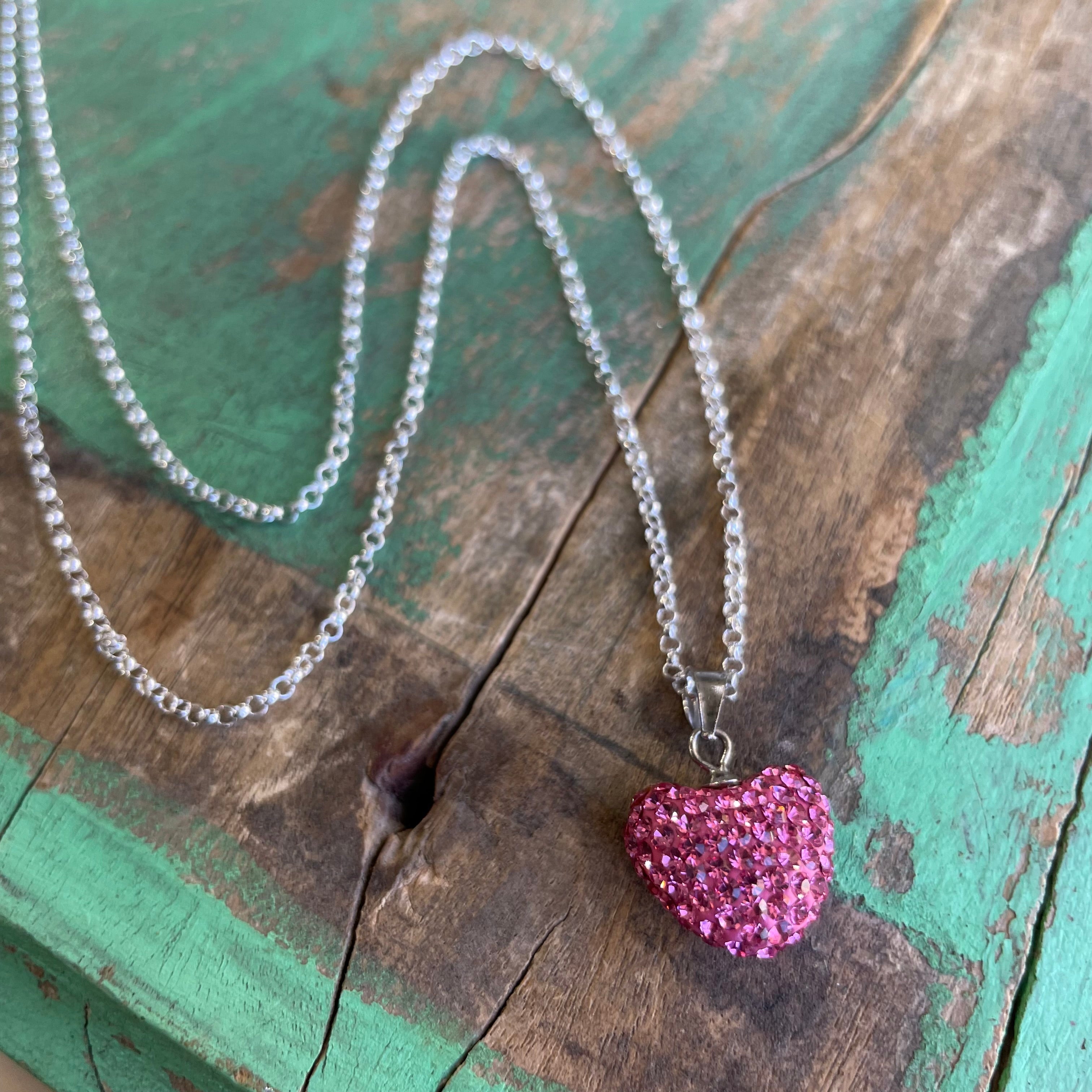 Austrian Crystal Heart on Sterling Silver Chain