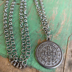 Silver St Benedict Long Necklace and Bangle