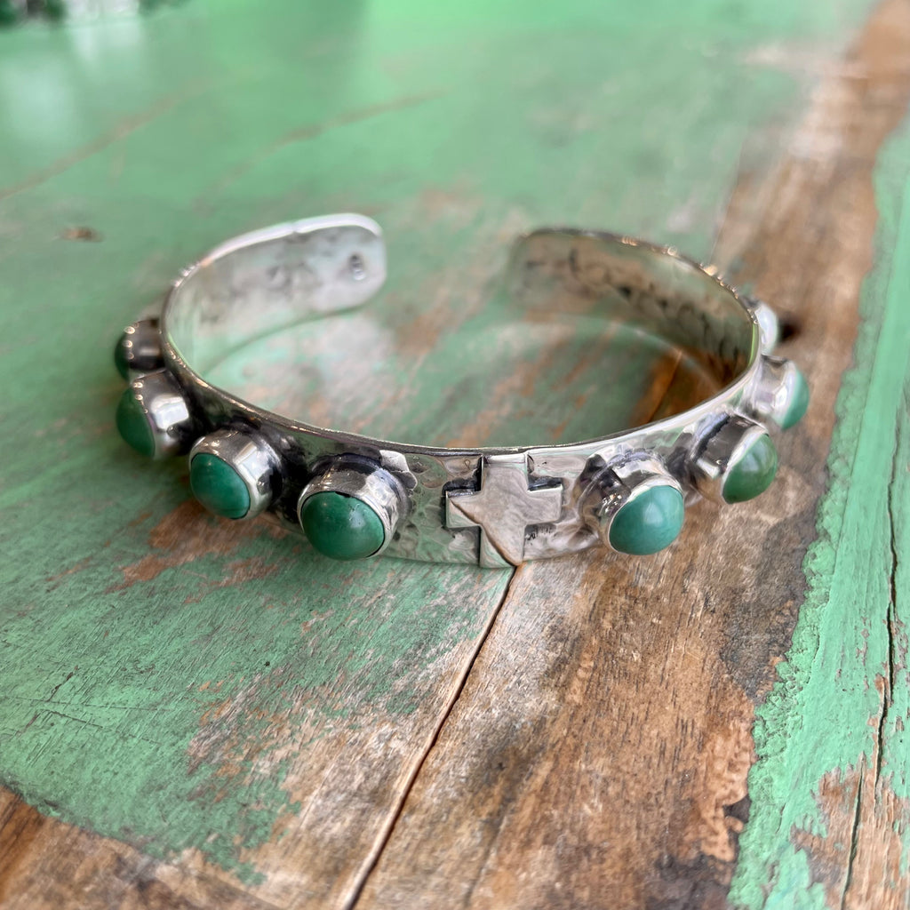 Sterling Silver Green Cuff