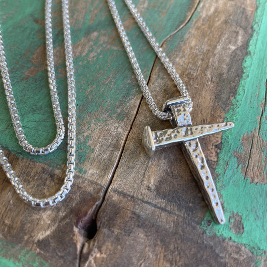 Sterling Silver Nails of the Cross Necklace