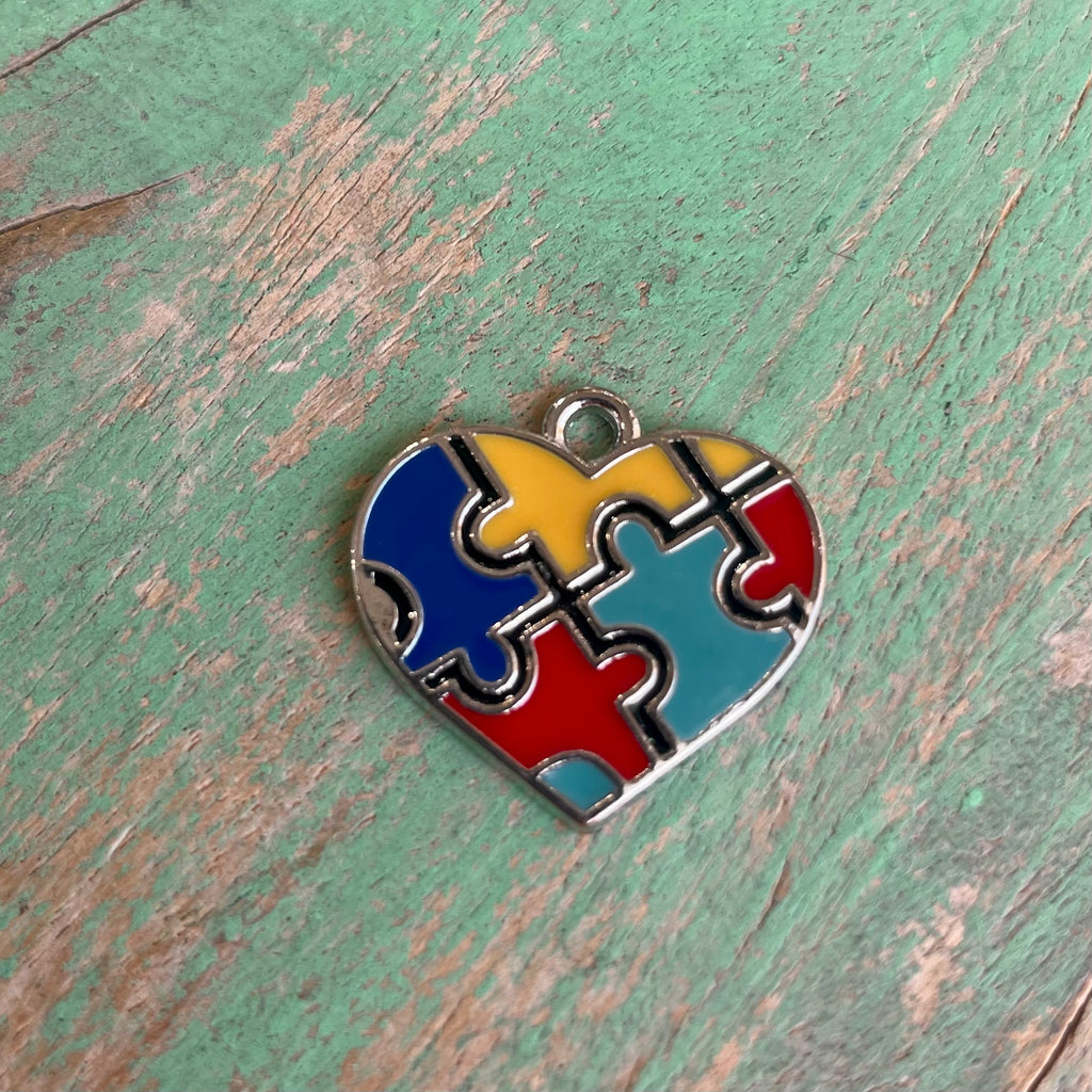 Autism Cross, Heart and Round Charms