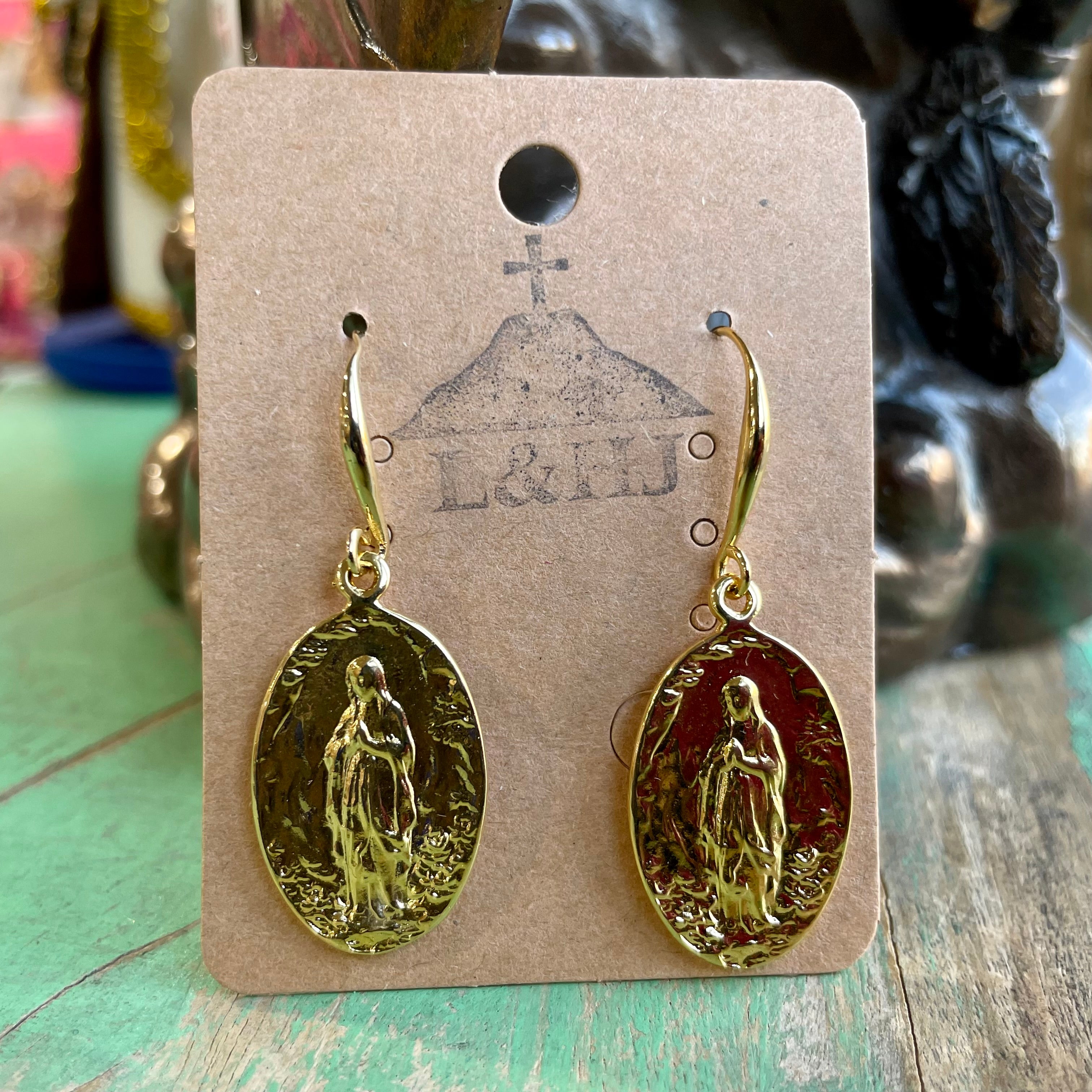 Gold Plated Religious Earrings