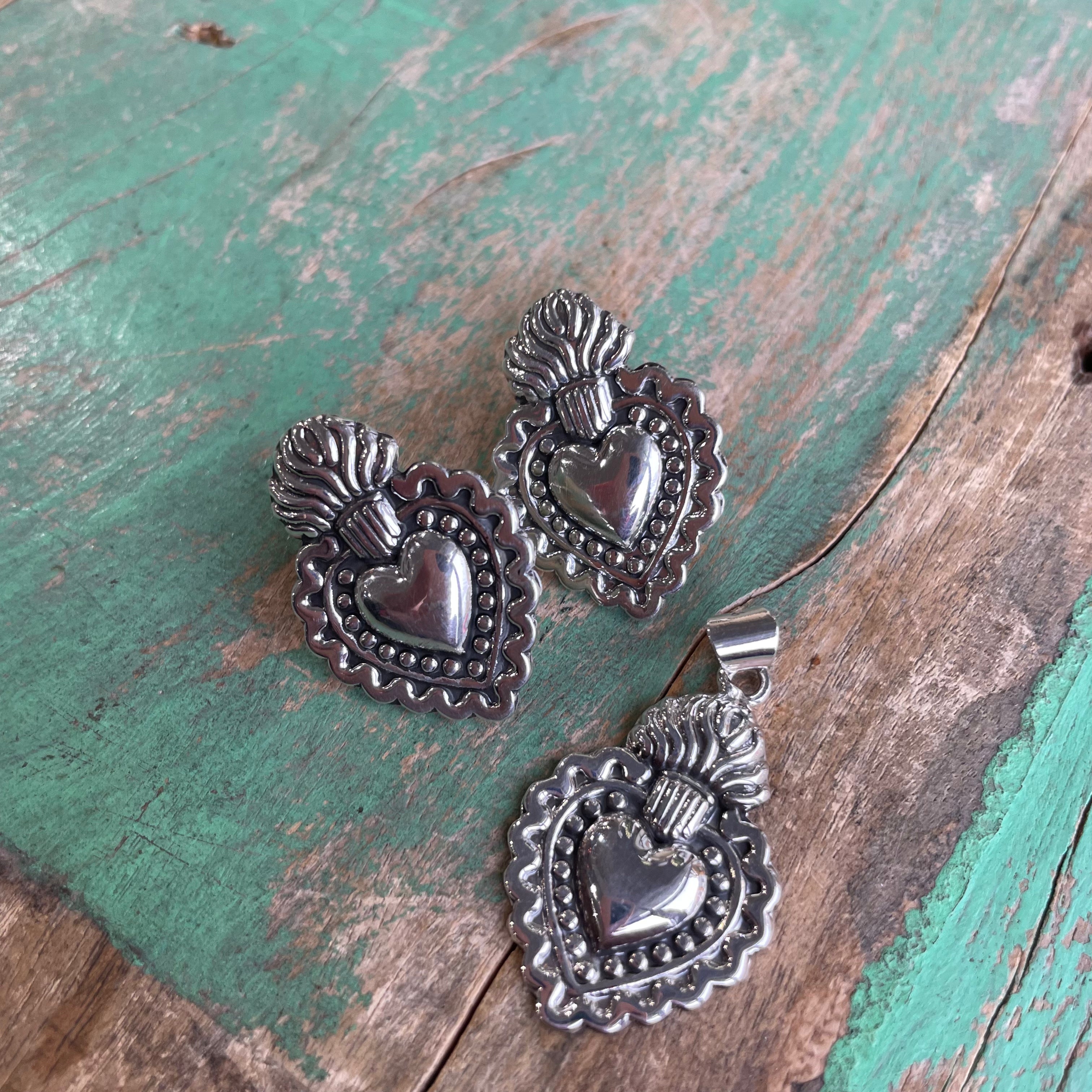 Sacred Heart Dots Earrings and Pendant