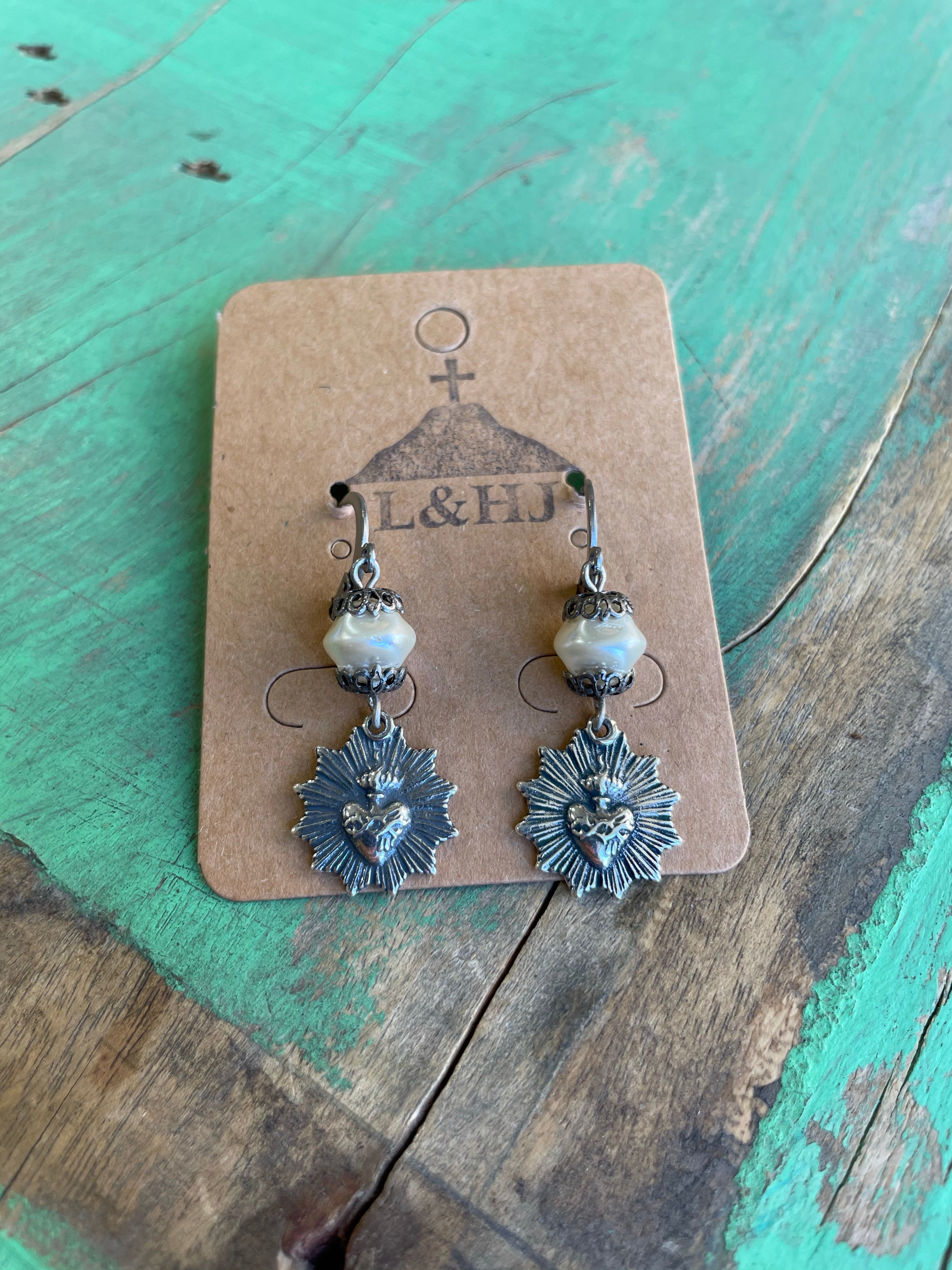 Silver Sacred Heart Pearls