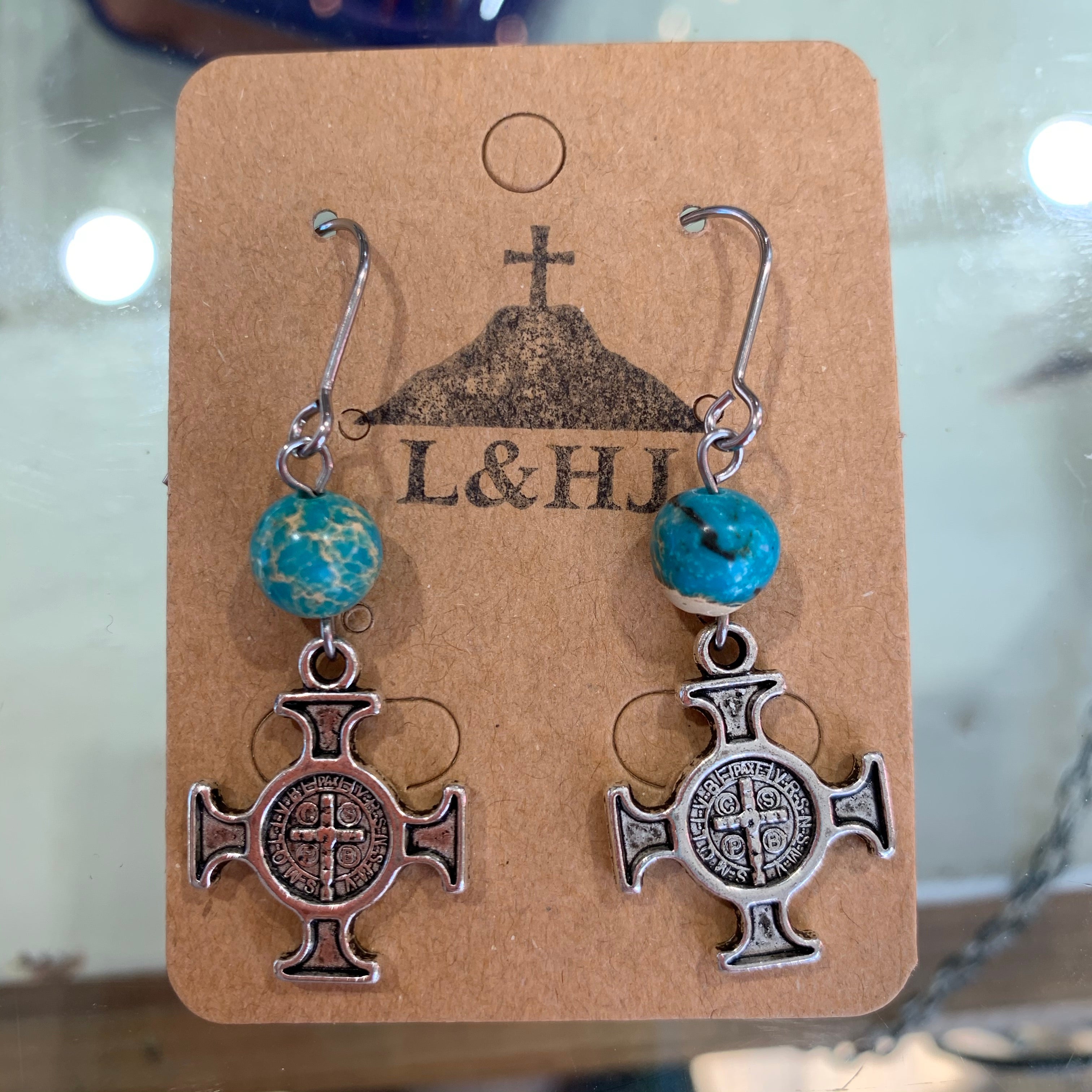 Aqua and Silver Earrings