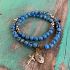Rosary Wrap Bracelet with Gold Accents