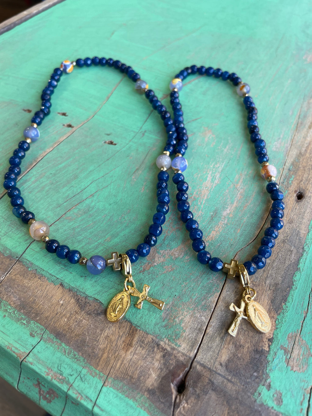 Rosary Wrap Bracelet with Gold Accents