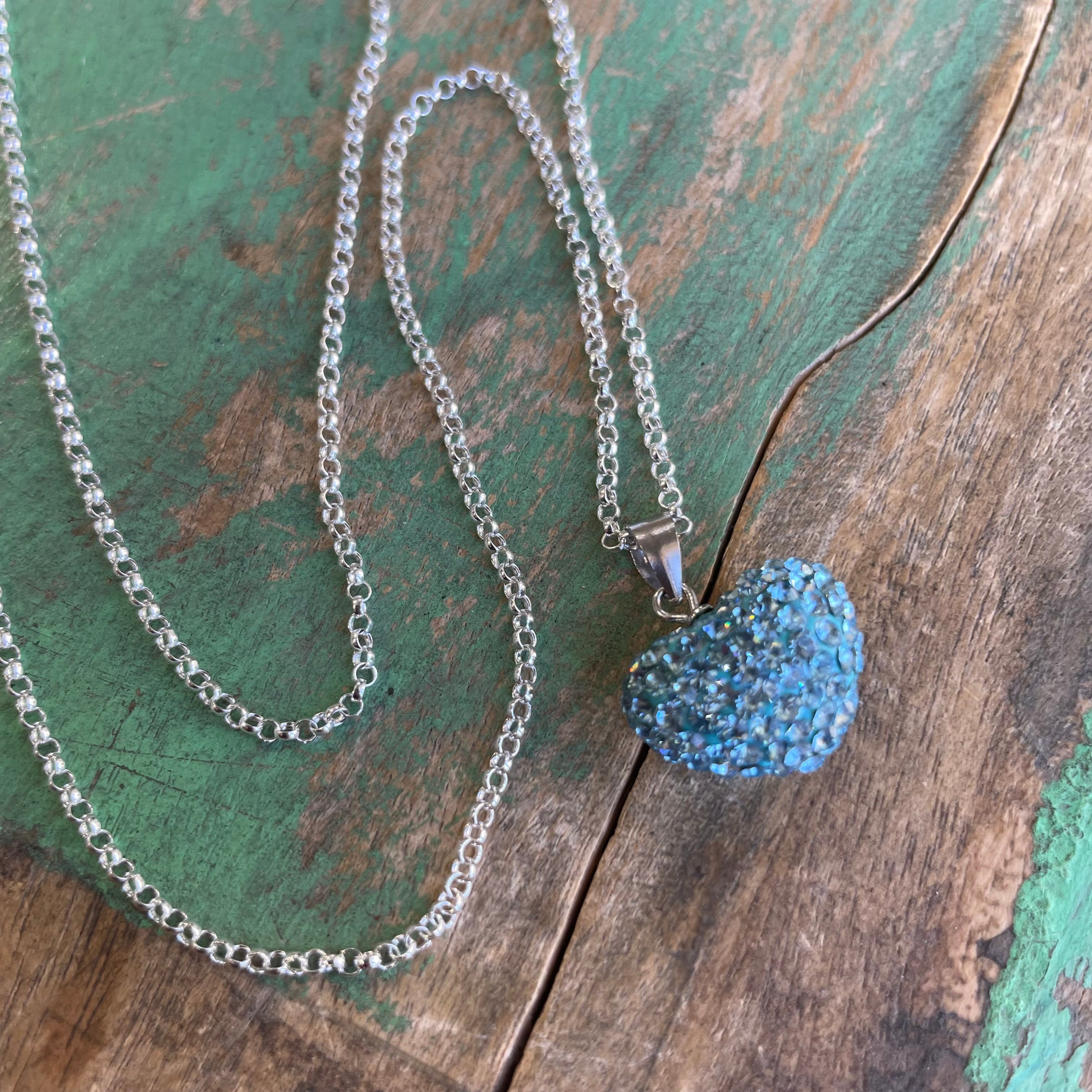 Austrian Crystal Heart on Sterling Silver Chain