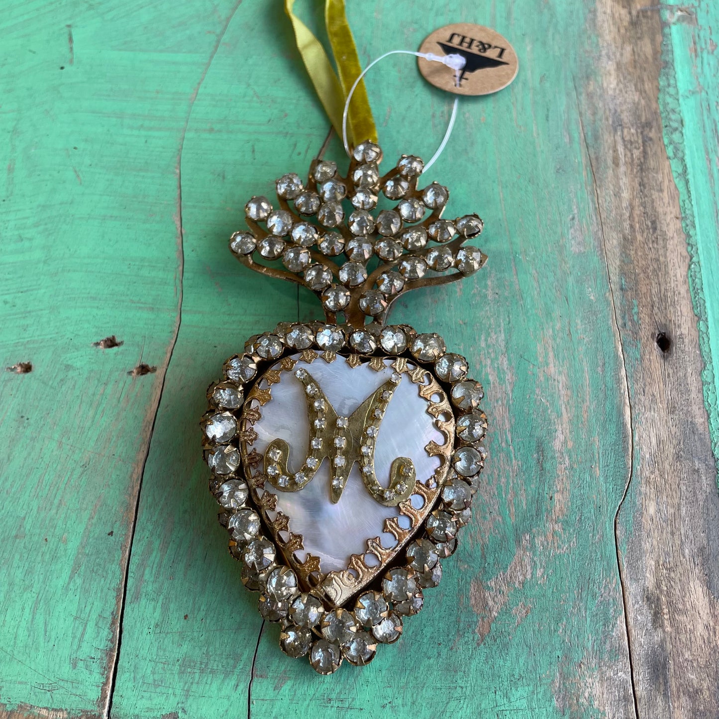 Jeweled Mother of Pearl Sacred Heart Box