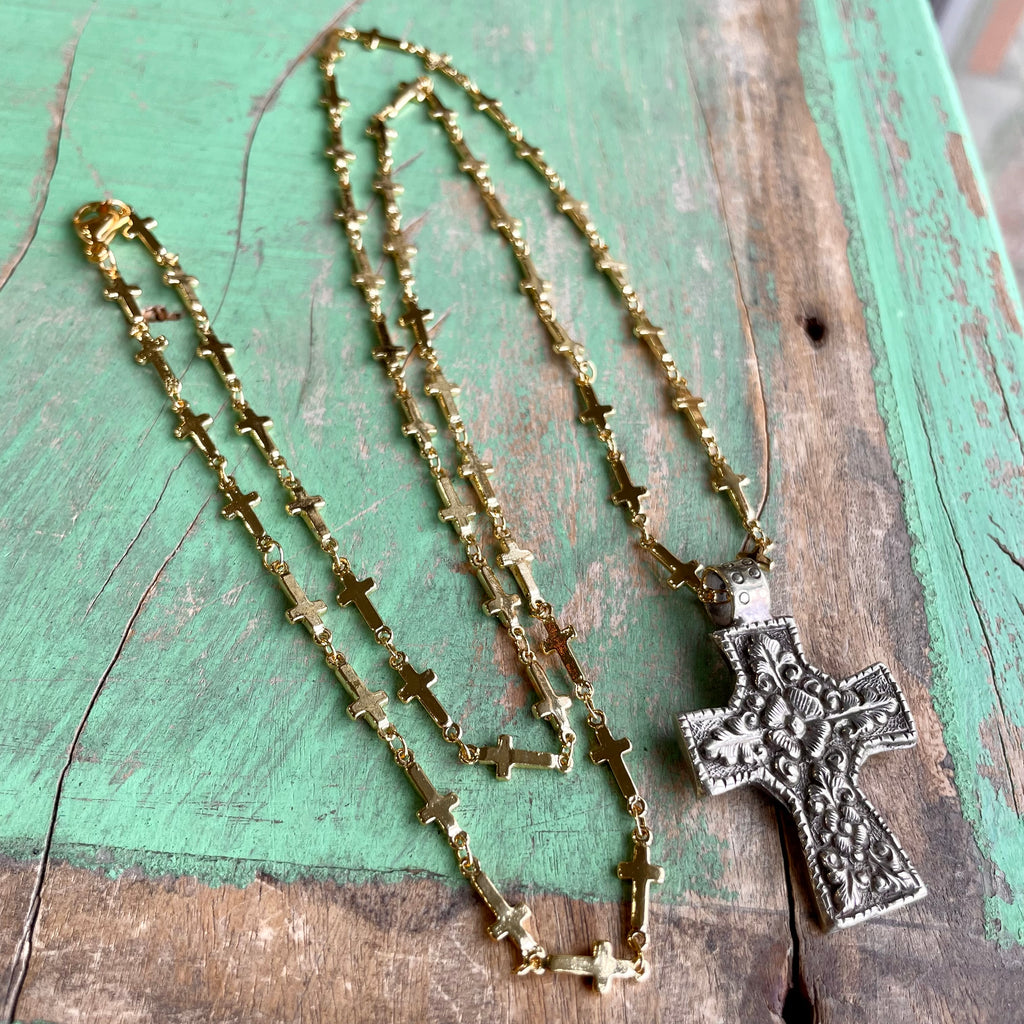 Lots of Crosses Long Necklace