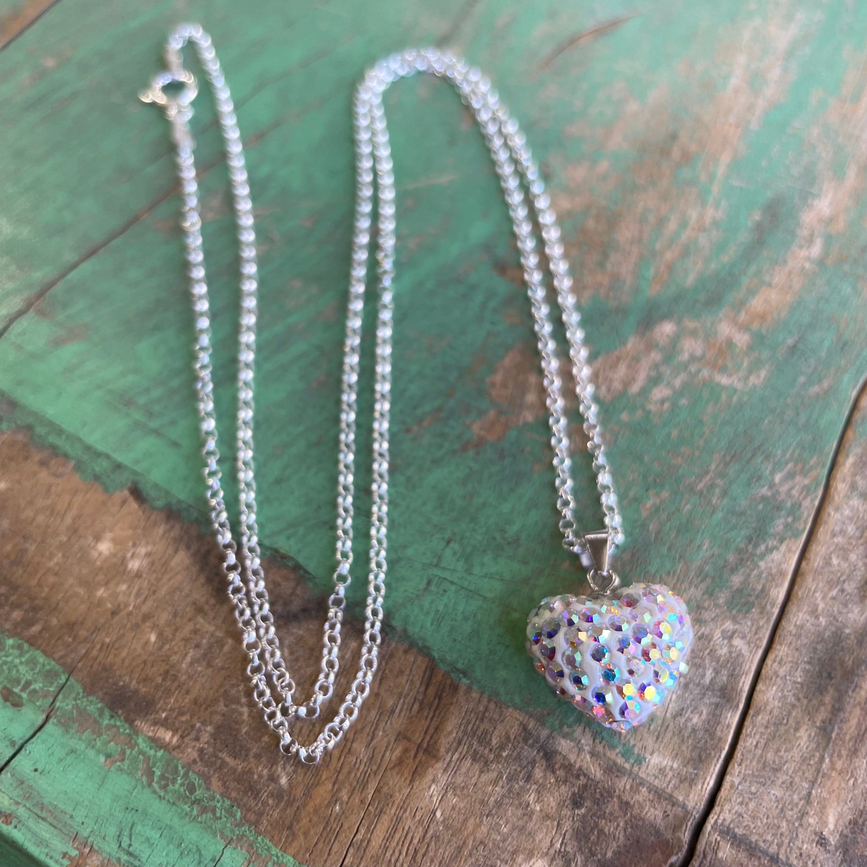 Austrian Crystal Heart on Sterling Silver Chain