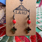 Candy Apple Sideways Cross Necklace and Earrings