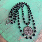 Black St Benedict Double Strand Necklace