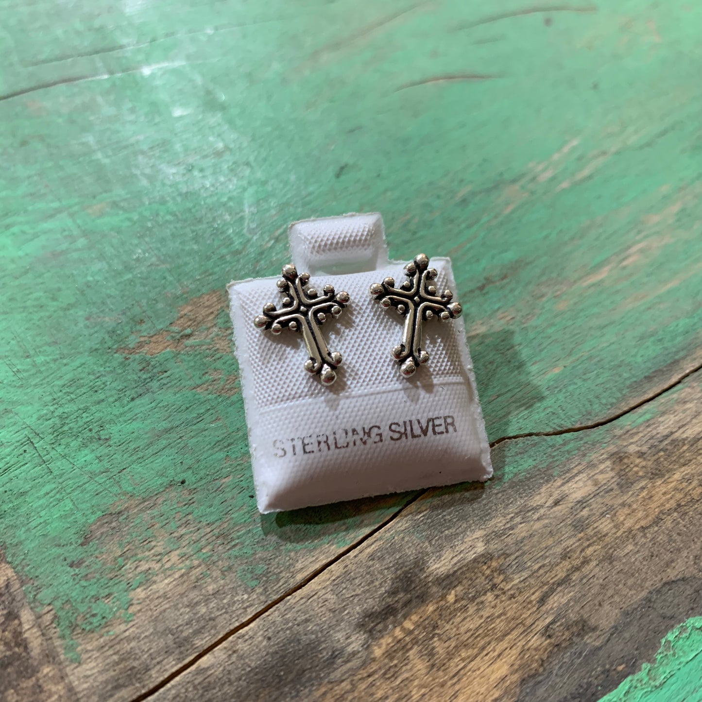 Sterling Silver Scroll Cross Earrings