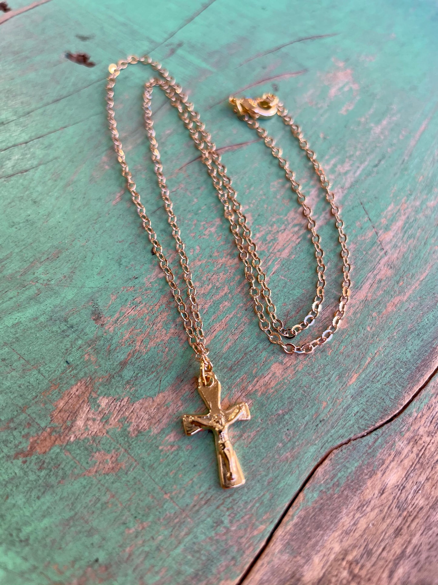 Gold Delicate Crucifix Chain