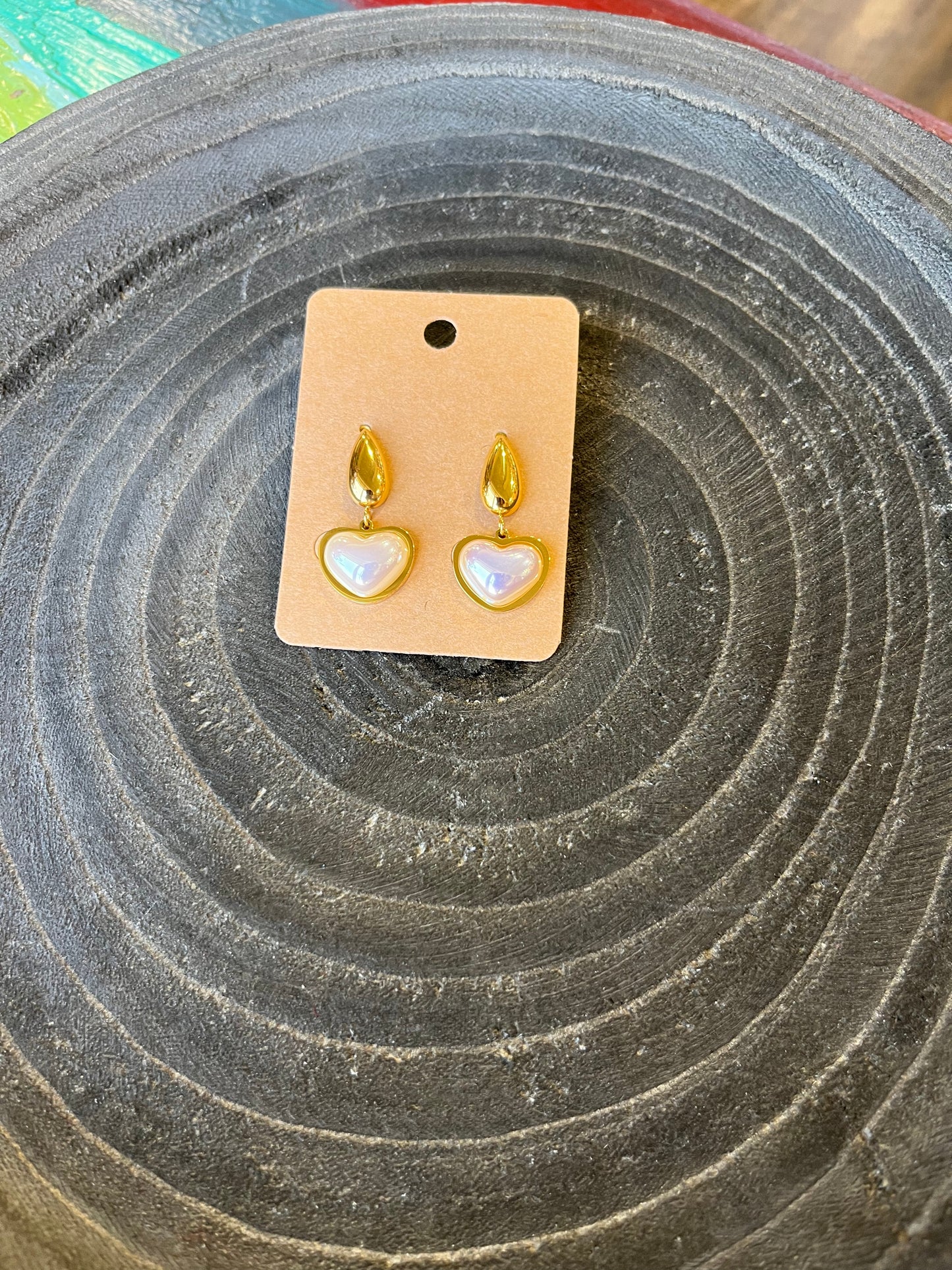 Gold SS Mother of Pearl Dangle Earrings
