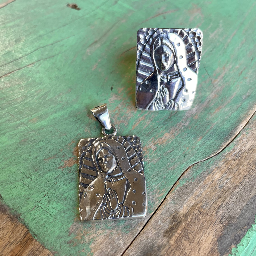 Sterling Silver Rectangular OLG Pendant and Ring
