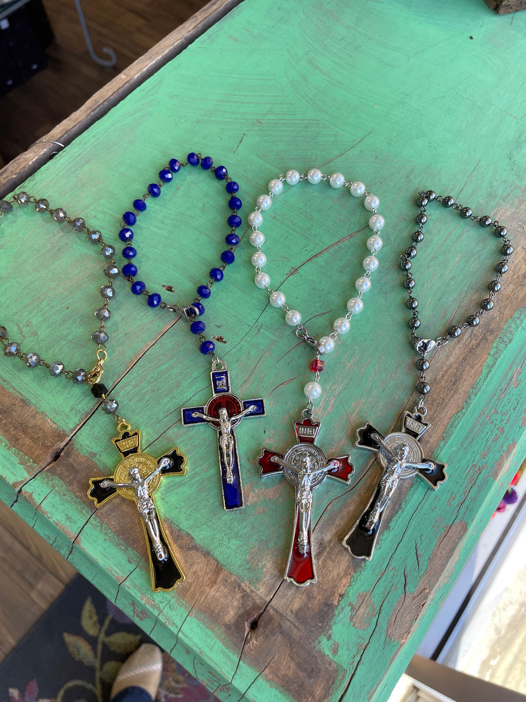 St Benedict Enamel Crucifix Car Blessings