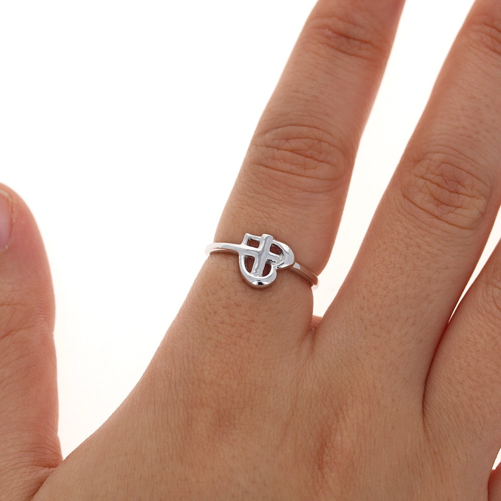 Heart with Cross Ring