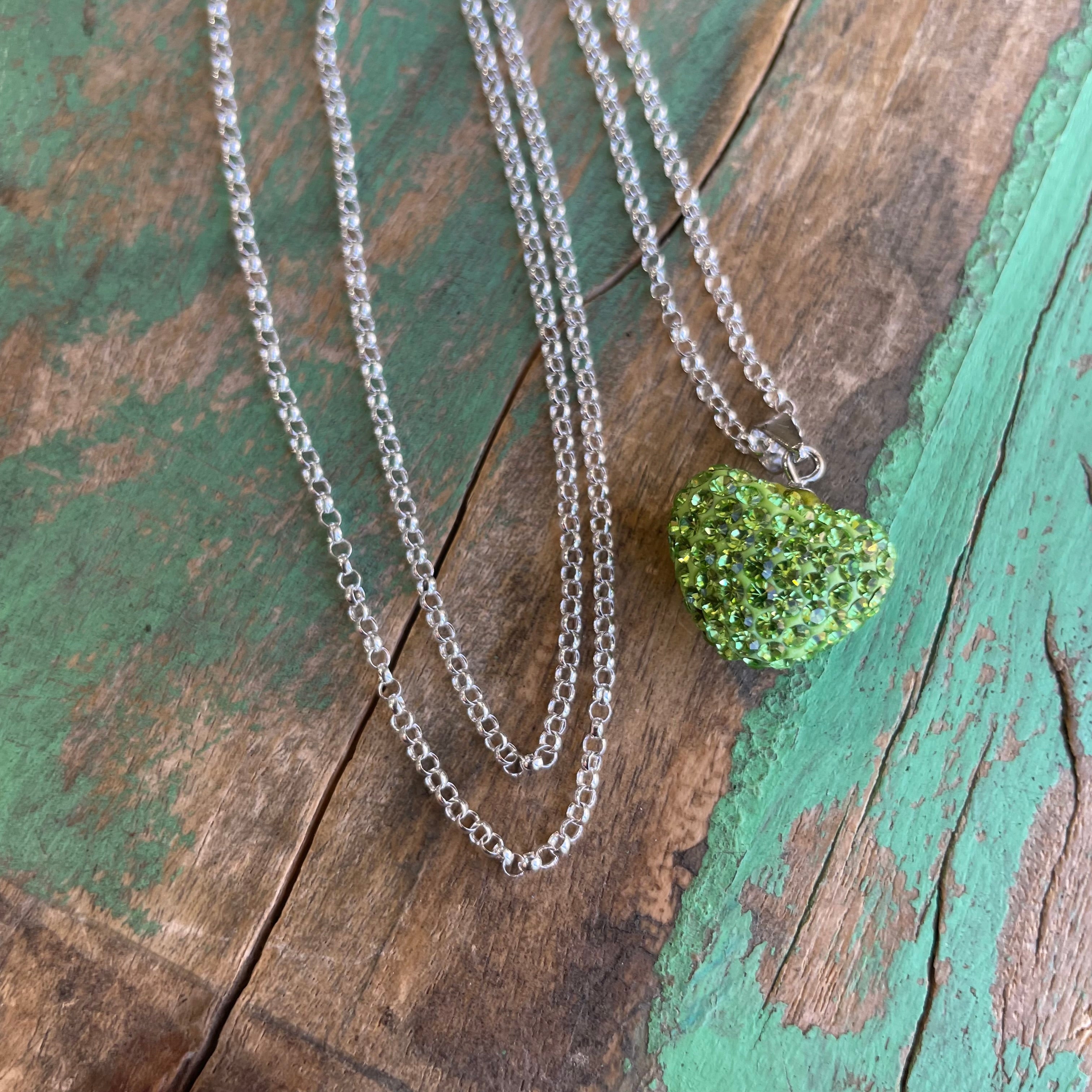 Austrian Crystal Heart on Sterling Silver Chain