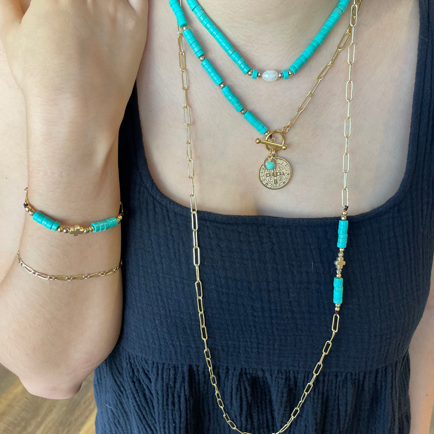 Turquoise and Gold Paper Clip Collection