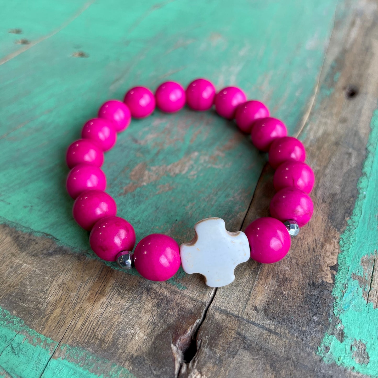 Hot Pink Faith Bracelet and Earrings Set