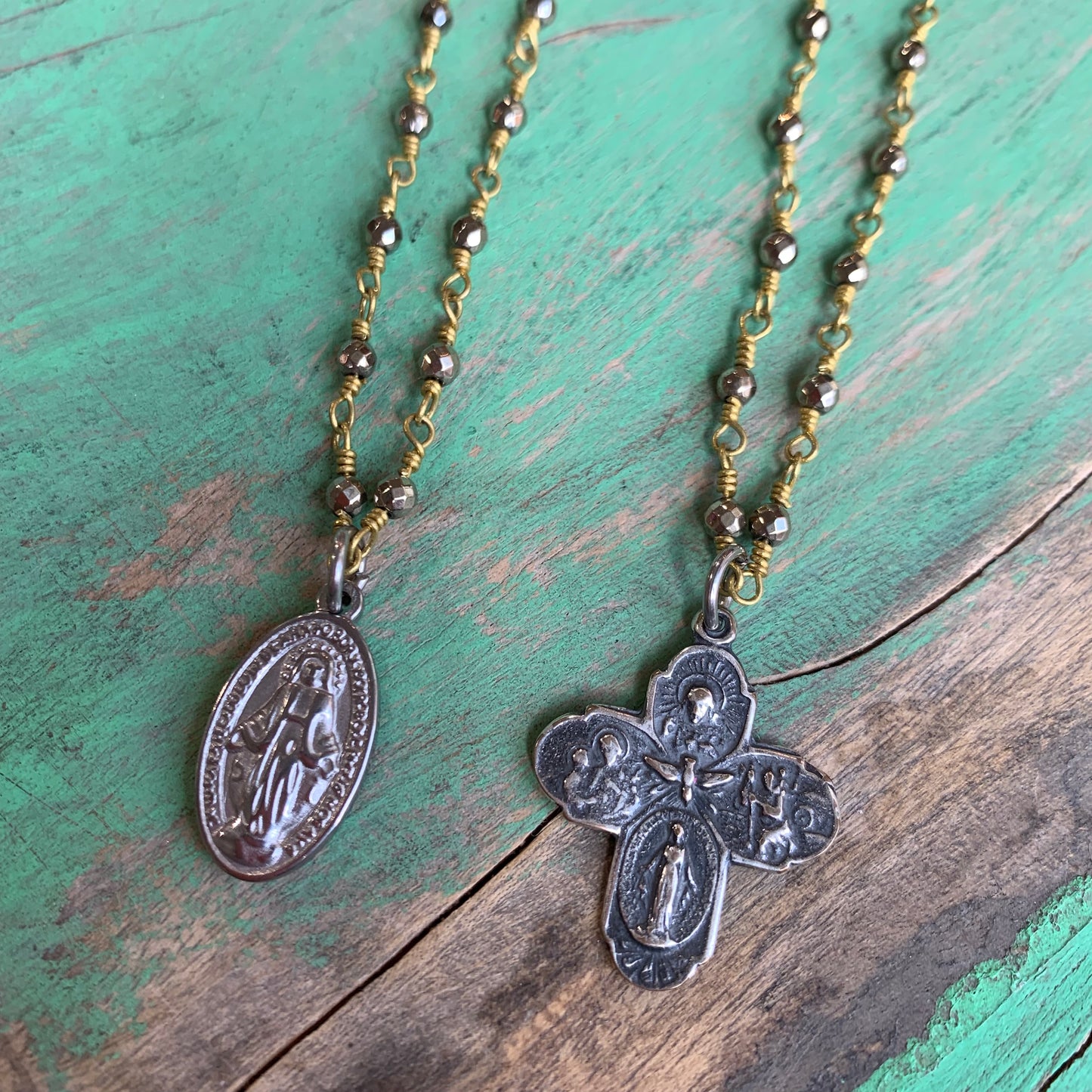 Two Toned Hematite Adjustable Faith Necklaces